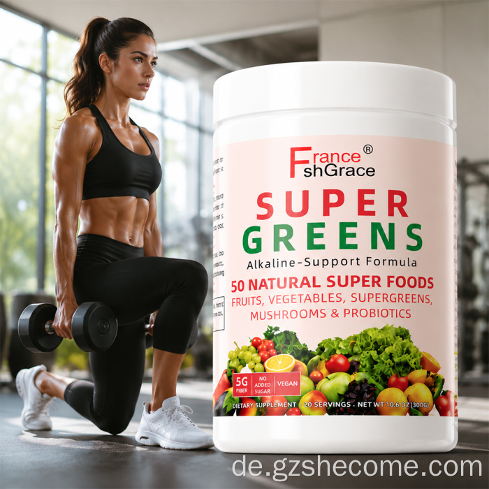 Bio -Energiepulverpilze Super Greens Berry Pulver